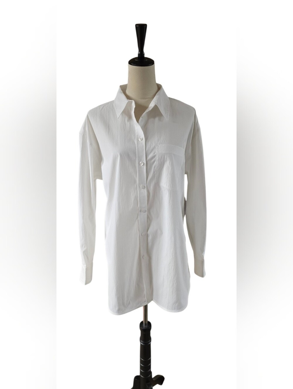 *NWT* Athleta Women's Midday Relaxed Poplin Shirt, Bright White - sz L